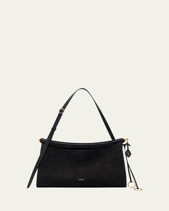 Alaia Le Click Large East-West Suede Shoulder Bag