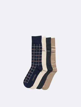 Calvin Klein Mens Combed Cotton 4-Pack Dress Socks - Multi