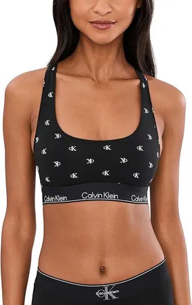Calvin Klein Underwear Icon Cotton Modal Unlined Bralette Womens Bra Diamond Logo Black : LG (Womens 12-14), Cotton/Elastane/Modal