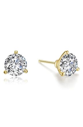 Lafonn Simulated Diamond Stud Earrings in White/Gold at Nordstrom
