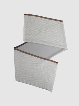 Reiss Grey Logo-embroidered Wool-herringbone Scarf