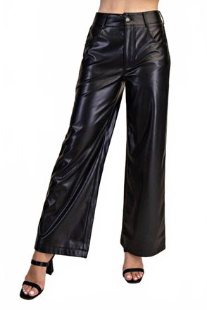 Glam Willa Wide Leg Leather Pants In Black