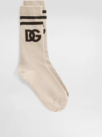 Dolce & Gabbana Dg Logo Jacquard Shaved Sock - Man Socks Beige L