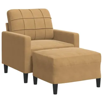 vidaXL Vidaxl - Poltrona Con Poggiapiedi Marrone 60 Cm In Velluto
