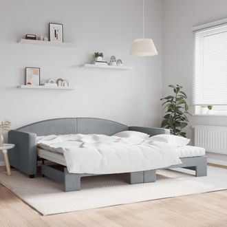 vidaXL Vidaxl - Sof&aacute; Cama Nido Con Colch&oacute;n Tela Gris Claro 100x200 Cm
