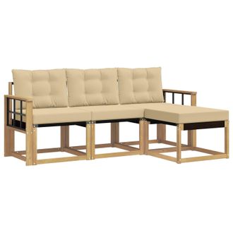 vidaXL Conjunto De Sof&aacute;s De Exterior Con Coj&iacute;n 4 Pcs Y Beige Vidaxl