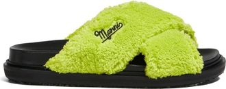 Marni embroidered-logo sandals - women - Polyester/Calf Leather/Rubber - 34 - Green