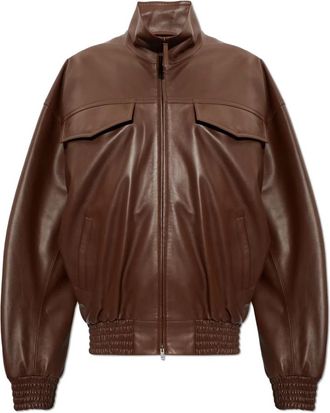 Balenciaga Leren jas met opstaande kraag - Heren - Leren en Su&egrave;de Jassen - Bruin - L - Leer - Jassen