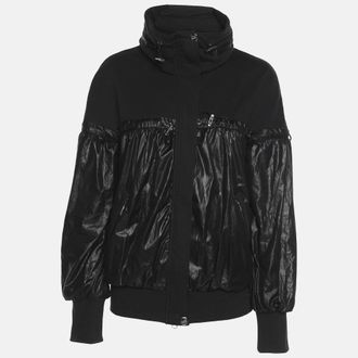 Love Moschino Black Jersey Nylon Hoodie Jacket