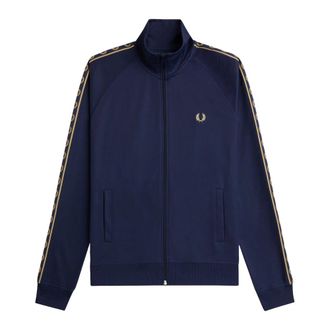 Fred Perry Contrast Tape Track Jacket - Heren - Vesten met rits - Blauw - M - Hoodies & sweatvesten