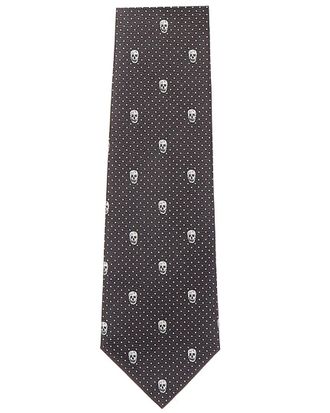 Alexander McQueen Alexander Mcqueen Skull Polka Dots Silk Tie