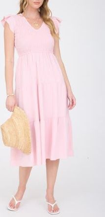 Blu Pepper Smocked Maxi Dress in Light Pink at Nordstrom Rack, Size Medium