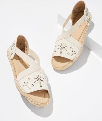 Talbots Ilyssa Perforated Nappa Espadrille Flats - Ivory - 10 1/2 M Talbots