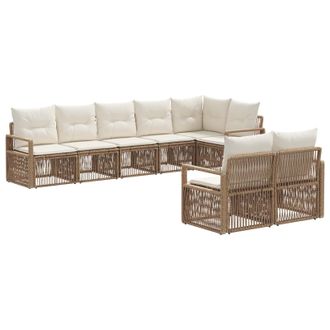 vidaXL Conjunto De Sof&aacute;s De Jard&iacute;n 8 Pcs Beige Rat&aacute;n Sint&eacute;tico Vidaxl