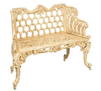 Biscottini International Biscottini - Banco De Jard&iacute;n De Hierro Fundido 112x48x89 Sof&aacute; De Exterior Banco Liberty Con Reposabrazos Silla De 2 Plazas Banco De Hierro
