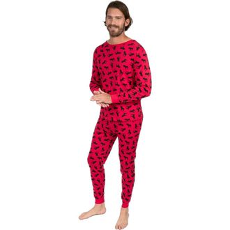 Leveret Mens Cotton Matching Family Holiday Pajamas, Reindeer & Moose Prints at Nordstrom, Size Xx-Large
