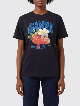 Ganni T-shirt slim fit in cotone con stampa logo Fruit