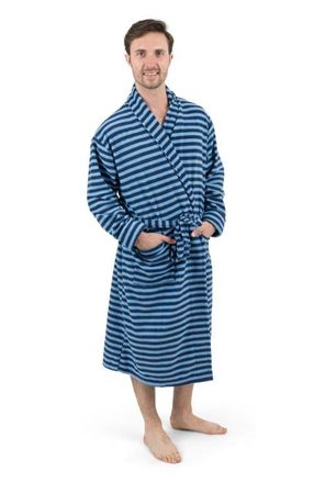Leveret Mens Fleece Robe in Blue & Navy at Nordstrom, Size Large