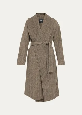 Theory Lux Herringbone Shawl Wrap Coat