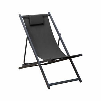 Mobili Rebecca Tumbona plegable de aluminio y poli&eacute;ster gris, 93x58x92 cm