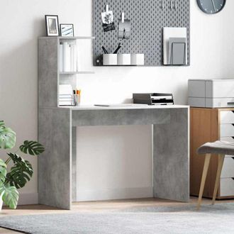 vidaXL Scrivania Grigio cemento 102 x 50 x 124 cm Legno multistrato - Vidaxl