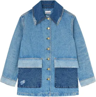 Ganni Jacket In Patchwork Denim