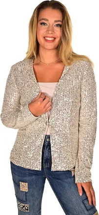Frank Lyman Design Nia Sequin Blazer In Nude/ Silver