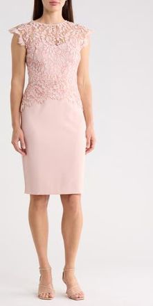 Vince Camuto Lace Peplum Dress in Blush at Nordstrom Rack, Size 14