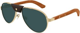 Cartier Ct 0495S 002 Zonnebrillen - Heren - Zonnebrillen - Geel - 59 MM - Accessoires