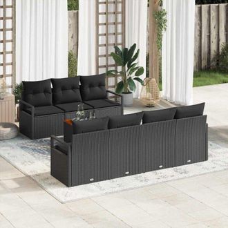 vidaXL Conjunto De Sof&aacute; De Jard&iacute;n 8 Pcs Negro Vidaxl