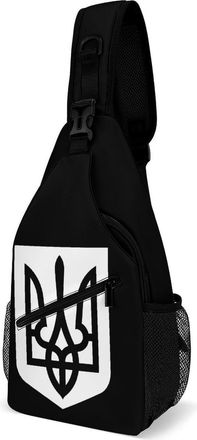 Generic Coat of Arms of Ukraine Unisex Shoulder Bags Casual Crossbody Chest Bag Sling Backpack for Hiking Cycling Travel