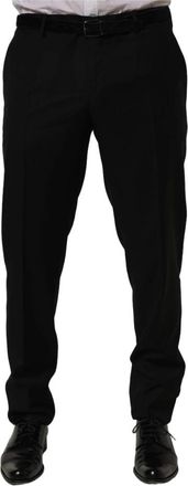 Dolce & Gabbana Wool Skinny-Leg Dress Broeken - Heren - Nette broeken - Zwart - XL - Wol - Broeken