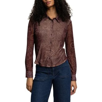Sanctuary Mesh Button-Down Shirt in Bohemian at Nordstrom Rack, Size X-Small