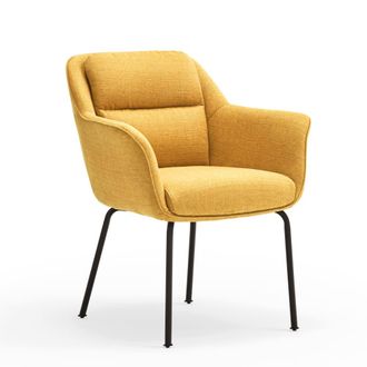 Teulat Pack de 2 sillas tapizadas en mostaza y pata met&aacute;lica