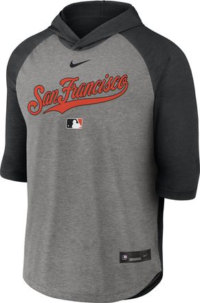 Nike San Francisco Giants Authentic Collection Flux Nike Mens Dri-FIT MLB 3/4-Sleeve Hooded T-Shirt in Black | 04HI096NGIA-LQZ