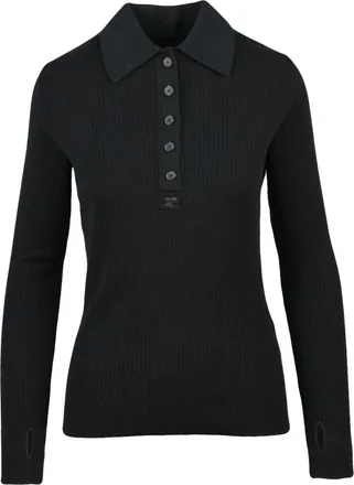 Courr&egrave;ges Truien & Vesten, Dames, Zwart, M, Katoen, Polo in maglia