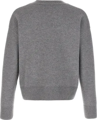 Ami Wool and Cashmere with Puff Logo Patch Sweater - Gray