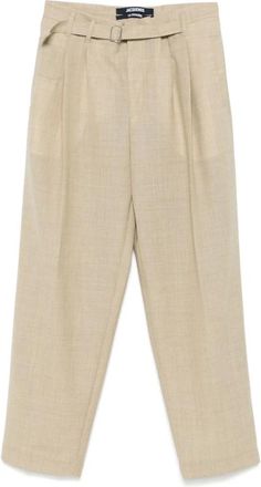 Jacquemus Wide Trousers, male, Brown, Size: XL Beige Belted Waist Pants