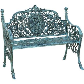 Biscottini International Biscottini - Panchina da giardino in ghisa 105x62x90 cm Divanetto da esterno Panca con braccioli Liberty Sedia 2 posti Panchina in ferro