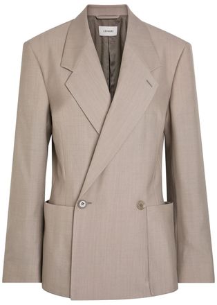 Christophe Lemaire Double-breasted Woven Blazer - Taupe - 36 (UK10 / S)