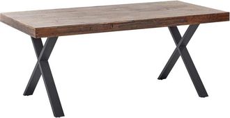Beliani Beliani - Dining Table Pine Wood mdf Black Metal Legs 180 x 90 cm Industrial Style Dark Wood Clifton