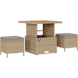 vidaXL Conjunto De Comedor De Jard&iacute;n 3 Pcs Beige Polirat&aacute;n Vidaxl