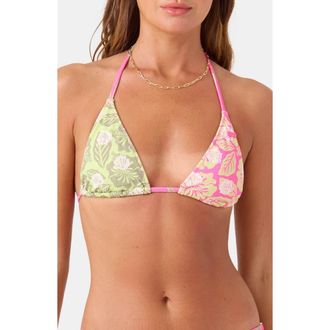 Roxy Stay Wild Tiki Triangle Bikini Top in Pink Combo at Nordstrom, Size X-Small