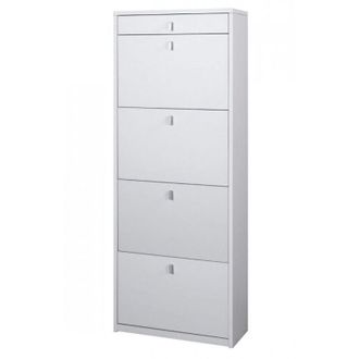 OEM Zapatero Con Cuatro Puertas Y Un Caj&oacute;n Superior Fresno Blanco 63x29x H164 Cm