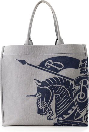 Burberry Gray Navy Canvas Handbag Tote Bag (Pre-Owned)