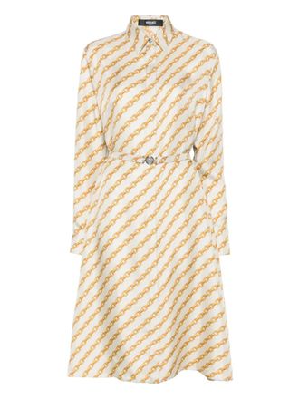 Versace Oblique blousejurk met kettingprint - Beige