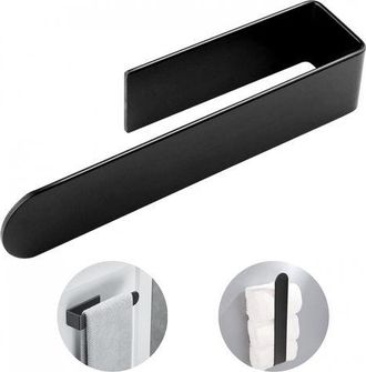 OEM Toallero Autoadhesivo Negro De 37 Cm - Acero Inoxidable Sus 304 - F&aacute;cil Instalaci&oacute;n En Superficies Lisas - Dise&ntilde;o En Forma De L Ideal Para Espacios Pe