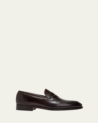 Bontoni Mens Principe Leather Penny Loafers