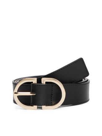 Tommy Hilfiger Lederg&uuml;rtel TOMMY HILFIGER TH FEMININE OVAL 2.5 cm breit, Damen, Gr. 100, schwarz, Rindsleder, G&uuml;rtel Lederg&uuml;rtel