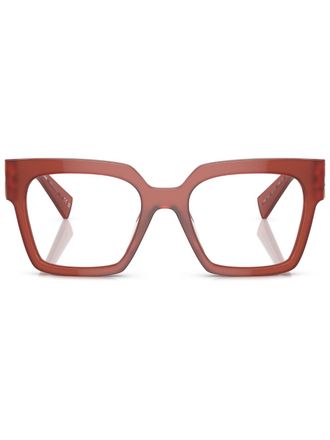 Miu Miu Eyewear Occhiali squadrati con placca logo - Marrone